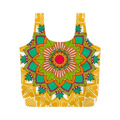 Mandala Patterns Yellow Full Print Recycle Bag (m) by Nexatart