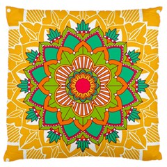 Mandala Patterns Yellow Large Flano Cushion Case (two Sides) by Nexatart