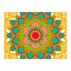 Mandala Patterns Yellow Double Sided Flano Blanket (mini)  by Nexatart