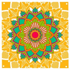 Mandala Patterns Yellow Wooden Puzzle Square by Nexatart