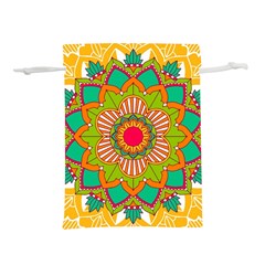 Mandala Patterns Yellow Lightweight Drawstring Pouch (m) by Nexatart