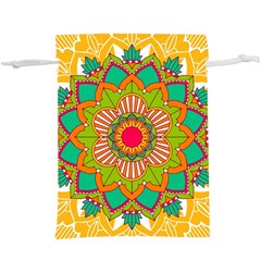 Mandala Patterns Yellow  Lightweight Drawstring Pouch (xl) by Nexatart