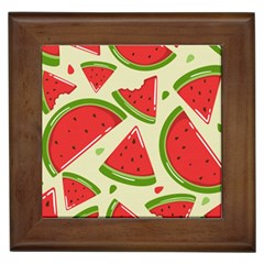 Cute Watermelon Seamless Pattern Framed Tile by Nexatart