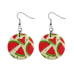 Cute Watermelon Seamless Pattern Mini Button Earrings