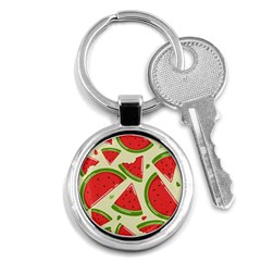 Cute Watermelon Seamless Pattern Key Chain (round) by Nexatart