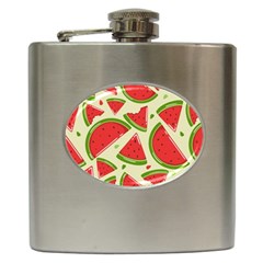 Cute Watermelon Seamless Pattern Hip Flask (6 Oz) by Nexatart