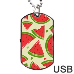 Cute Watermelon Seamless Pattern Dog Tag Usb Flash (one Side) by Nexatart