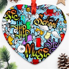 Graffiti Characters Seamless Patternm Heart Ornament (two Sides) by Nexatart