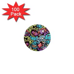 Zombie Heads Pattern 1  Mini Magnets (100 Pack)  by Nexatart