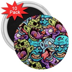 Zombie Heads Pattern 3  Magnets (10 Pack)  by Nexatart