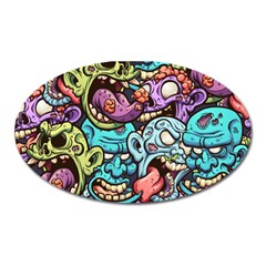 Zombie Heads Pattern Oval Magnet by Nexatart