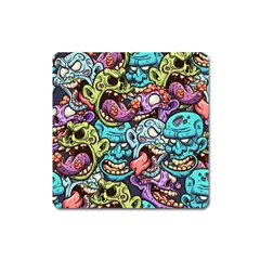 Zombie Heads Pattern Square Magnet by Nexatart