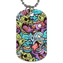 Zombie Heads Pattern Dog Tag (two Sides) by Nexatart