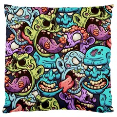 Zombie Heads Pattern Large Cushion Case (one Side)