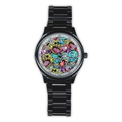 Zombie Heads Pattern Stainless Steel Round Watch by Nexatart