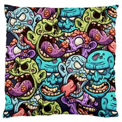 Zombie Heads Pattern Large Flano Cushion Case (one Side) by Nexatart