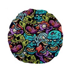 Zombie Heads Pattern Standard 15  Premium Flano Round Cushions