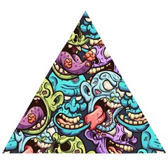 Zombie Heads Pattern Wooden Puzzle Triangle by Nexatart