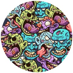 Zombie Heads Pattern Wooden Puzzle Round by Nexatart