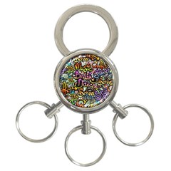 Graffiti Word Seamless Pattern 3-ring Key Chain by Nexatart