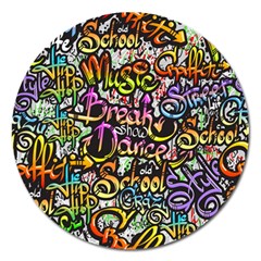 Graffiti Word Seamless Pattern Magnet 5  (round) by Nexatart