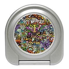 Graffiti Word Seamless Pattern Travel Alarm Clock