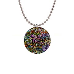 Graffiti Word Seamless Pattern 1  Button Necklace by Nexatart