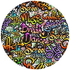 Graffiti Word Seamless Pattern Wooden Puzzle Round by Nexatart