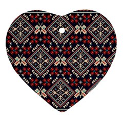 Ukrainian Folk Seamless Pattern Ornament Heart Ornament (two Sides)