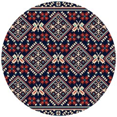 Ukrainian Folk Seamless Pattern Ornament Wooden Puzzle Round by Nexatart