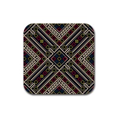 Zentangle Style Geometric Ornament Pattern Rubber Coaster (square)  by Nexatart