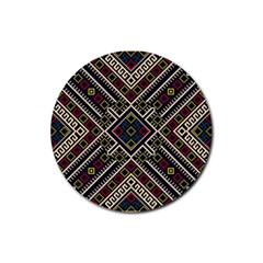 Zentangle Style Geometric Ornament Pattern Rubber Round Coaster (4 Pack)  by Nexatart