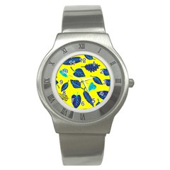 Leaves Pattern Picture Detail Stainless Steel Watch by Nexatart