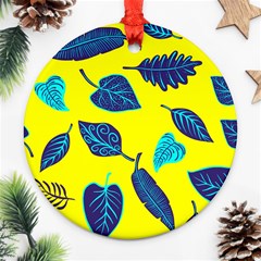 Leaves Pattern Picture Detail Round Ornament (two Sides)