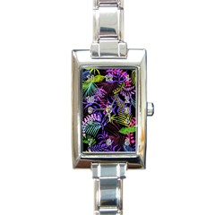 Leaves Nature Design Plant Rectangle Italian Charm Watch