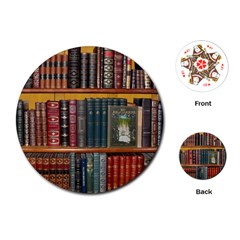 Books Library Bookshelf Bookshop Playing Cards Single Design (round)