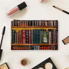 Books Library Bookshelf Bookshop Cosmetic Bag (medium) by Nexatart