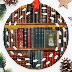 Books Library Bookshelf Bookshop Ornament (round Filigree)