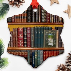 Books Library Bookshelf Bookshop Ornament (snowflake)