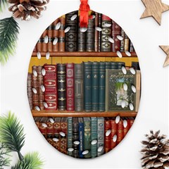 Books Library Bookshelf Bookshop Ornament (oval Filigree)