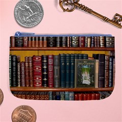 Books Library Bookshelf Bookshop Large Coin Purse by Nexatart