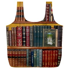 Books Library Bookshelf Bookshop Full Print Recycle Bag (xxxl) by Nexatart