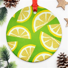 Lemon Fruit Healthy Fruits Food Round Ornament (two Sides)