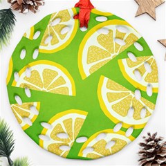 Lemon Fruit Healthy Fruits Food Ornament (round Filigree)