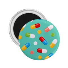 Pills Medicines Seamless Pattern Blue Background 2 25  Magnets by Nexatart