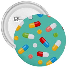 Pills Medicines Seamless Pattern Blue Background 3  Buttons