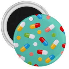 Pills Medicines Seamless Pattern Blue Background 3  Magnets