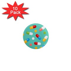 Pills Medicines Seamless Pattern Blue Background 1  Mini Magnet (10 pack) 