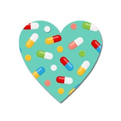 Pills Medicines Seamless Pattern Blue Background Heart Magnet