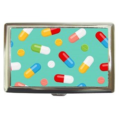 Pills Medicines Seamless Pattern Blue Background Cigarette Money Case